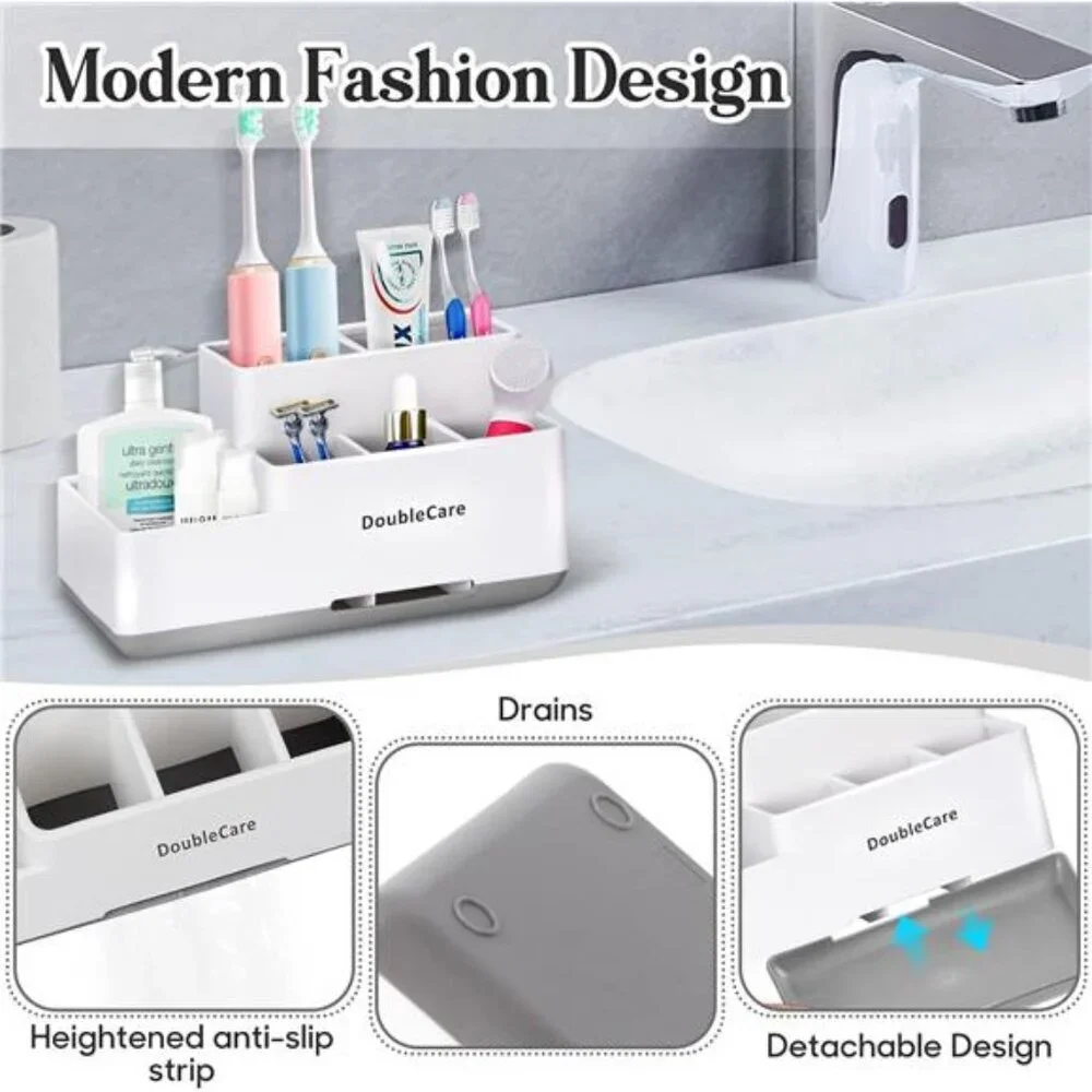 Toothbrush Holder Bathroom Organizer Countertop Caddy Toothpaste Shaver Storage
